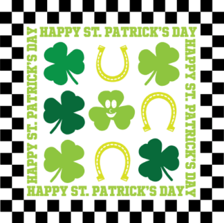 Happy st Patrick's day, clover leaves, checkered frame free svg file for members, svg for tshirt