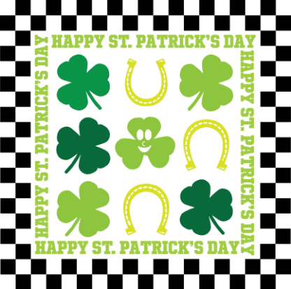 Happy st Patrick's day, clover leaves, checkered frame free svg file for members, svg for tshirt
