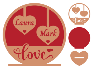 Personalized Valentines day svg gift, love stand with hearts, editable names - free svg for members