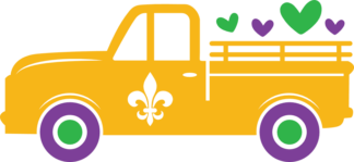 Mardi gras truck loaded with hearts free svg file for members, clipart image