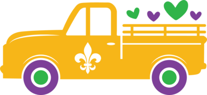 Mardi gras truck loaded with hearts free svg file for members, clipart image