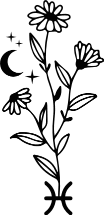 Pisces symbol and flower free svg file for members, zodiac svg for tumbler