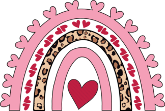 Hearts Rainbow free svg file for members, leopard skin design, Valentine's day svg decoration
