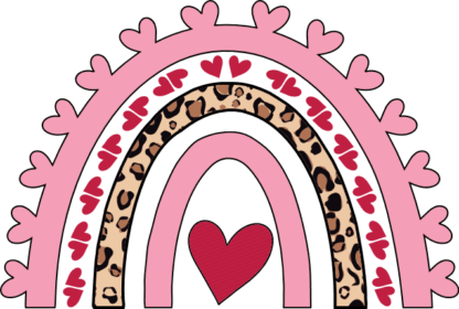 Hearts Rainbow free svg file for members, leopard skin design, Valentine's day svg decoration