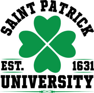Saint Patrick Est 1631 university, four-leaf clover free svg file for members, tshirt design