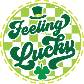 Feeling lucky, checkered print circle free svg file for members, Saint Patrick tshirt design