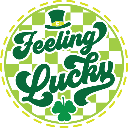 Feeling lucky, checkered print circle free svg file for members, Saint Patrick tshirt design