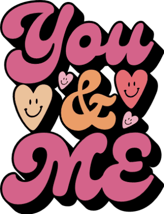 You and me free svg file for members, heart shape smiley, valentine's day couple sweatshirt design