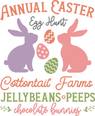 Annual Easter egg hunt cottontail farms free svg file for members, jellybeans, peeps, chocolate bunnies, Easter svg decor