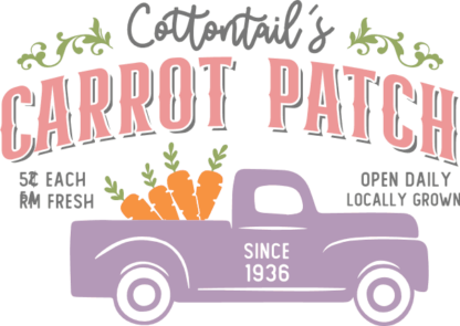 Cottontail's carrot patch open daily free svg file for members,