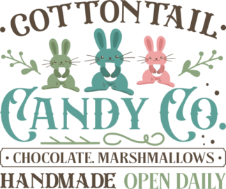 Cottontail candy co, chocolate, marshmallows free svg file for members, decor, Easter sign
