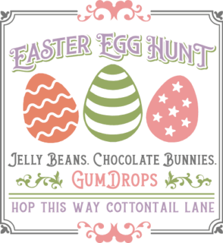 Easter egg hunt, jelly beans, chocolate bunnies, gumdrops free svg file for members, Rustic Easter poster