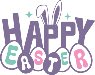 Happy Easter sign and bunny ears free svg file for members,  T-Shirt design