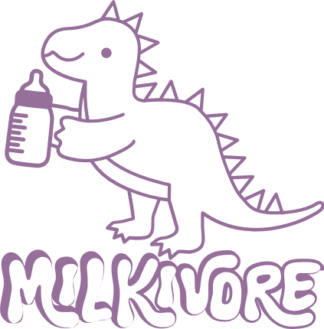 Milkivore, dinosaur holding milk bottle free svg file for members, Funny Baby Onesie Design