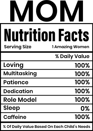 Mom nutrition facts, loving, multitasking free svg file for