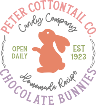 Peter cottontail co candy company, chocolate bunnies free svg file for members, Easter wall sign