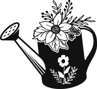 Floral watering can free svg file for members, gardening vector image