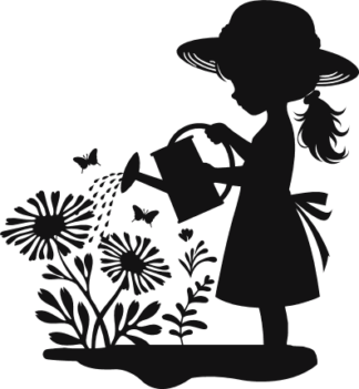 A girl watering the plants free svg file for members, gardening vector image, decal
