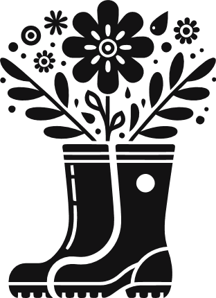 Gardening boots and flowers free svg file for members, vector image, decal