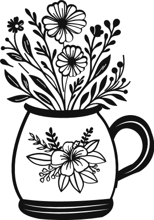 Blooming flowers growing out of a pitcher free svg file for members, gardening vector image