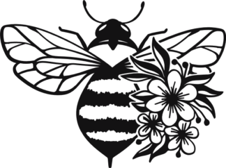 Floral honey bee free svg file for members, boho art, decal