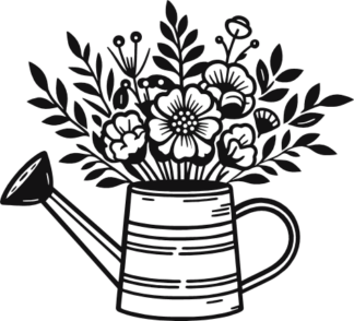 Flowers and watering can free svg file for members, gardening vector image