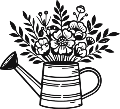 Flowers and watering can free svg file for members, gardening vector image