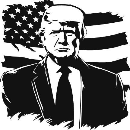 Donald Trum and distressed USA Flag free svg file for members, Political vector image for t-shirt