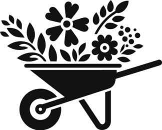 Flowers and wheel barrow free svg file for members, gardening vector image