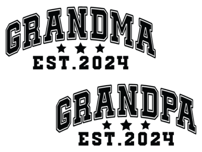 Grandma, grandpa, est 2024 free svg file for members, Baby Announcement tee design