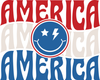 Echo stacked text America sign and winking smiley free svg file for members, emoji, shirt design
