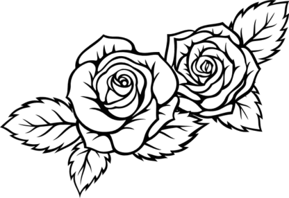 Rose flowers and leaves vector image free svg file for members, decal, decor