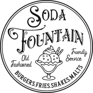 Soda fountain, old fashioned, friendly service, burgers, shakes free svg file for members, Soda Shop Sign