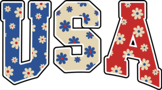 USA Sign, floral font free svg file for members, Patriotic tumbler design