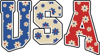 USA Sign, floral font free svg file for members, Patriotic tumbler design