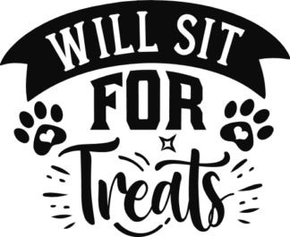 Will sit for treats free svg file for members, funny dog bandana design