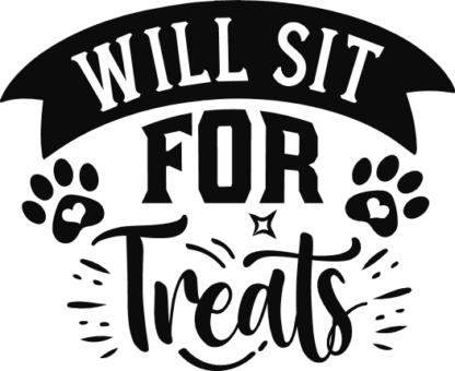 Will sit for treats free svg file for members, funny dog bandana design