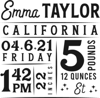Baby birth stats, Personalized Baby Announcement Sign free svg file for members