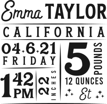 Baby birth stats, Personalized Baby Announcement Sign free svg file for members