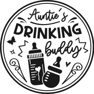 Auntie's drinking buddy free svg file for members, funny baby onesie design