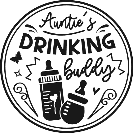 Auntie's drinking buddy free svg file for members, funny baby onesie design