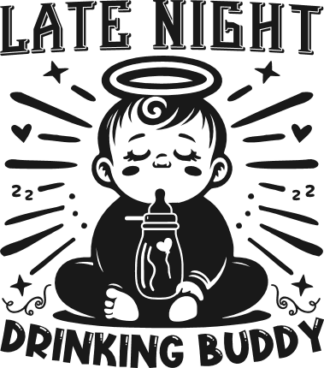 Late night drinking buddy free svg file for members, funny baby onesie design