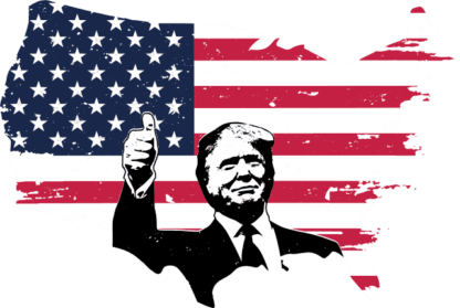 Donald trump thumbs up and USA Distressed Flag in the shape of a map free svg file for members