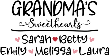 Grandma's sweethearts free svg file for members, custom kids names, mother's day gift