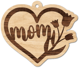 Mom sign, floral heart laser cut free svg file for members, mother's day gift, keychain design