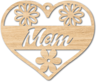 Mom sign, floral heart laser cut free svg file for members, hanging wall decor, mother's day gift