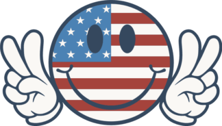 USA Flag smiley emoji and peace sign free svg file for members, 4th of july decorative element, clipart image, decal