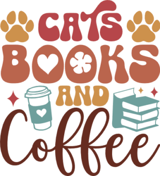 Cats, books and coffee free svg file for members, coffee lover mug design
