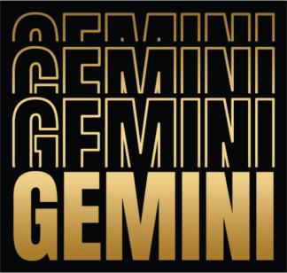Gemini, echo stacked text free svg file for members, golden png for sublimation, tshirt design