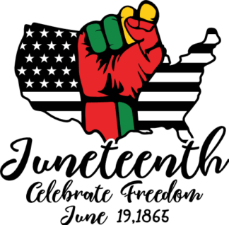 Juneteenth celebrate freedom, June 19, 1865 free svg file for members, raised fist and USA map SVG